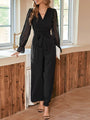Vianca Women Black Stitching Through Slim Elegant Jumpsuits