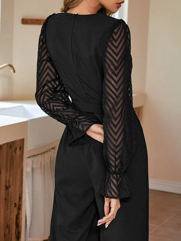 Vianca Women Black Stitching Through Slim Elegant Jumpsuits