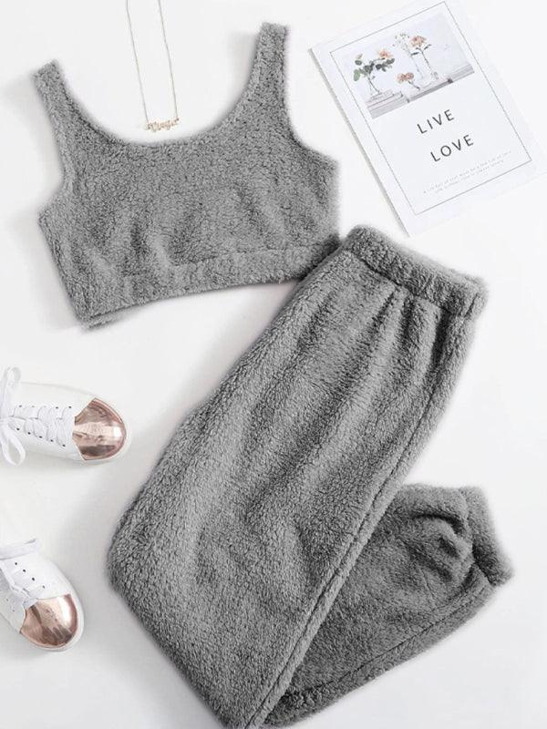 Paula casual Two Piece Sets vest trousers home set
