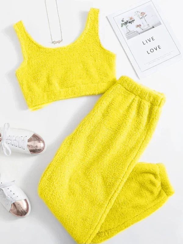 Paula casual Two Piece Sets vest trousers home set