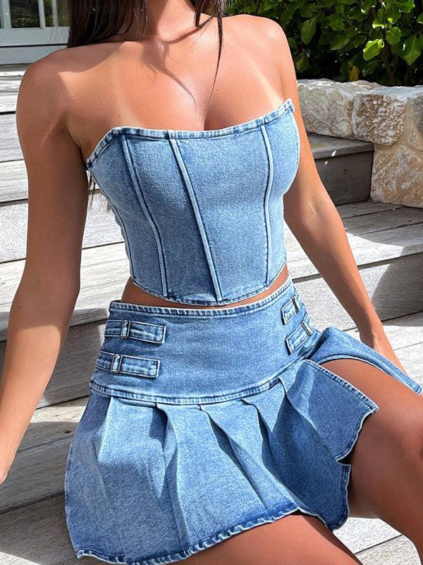 Sofia Women's and sleeveless hottie sexy exposed Two Pieces Sets - Vestir en Moda