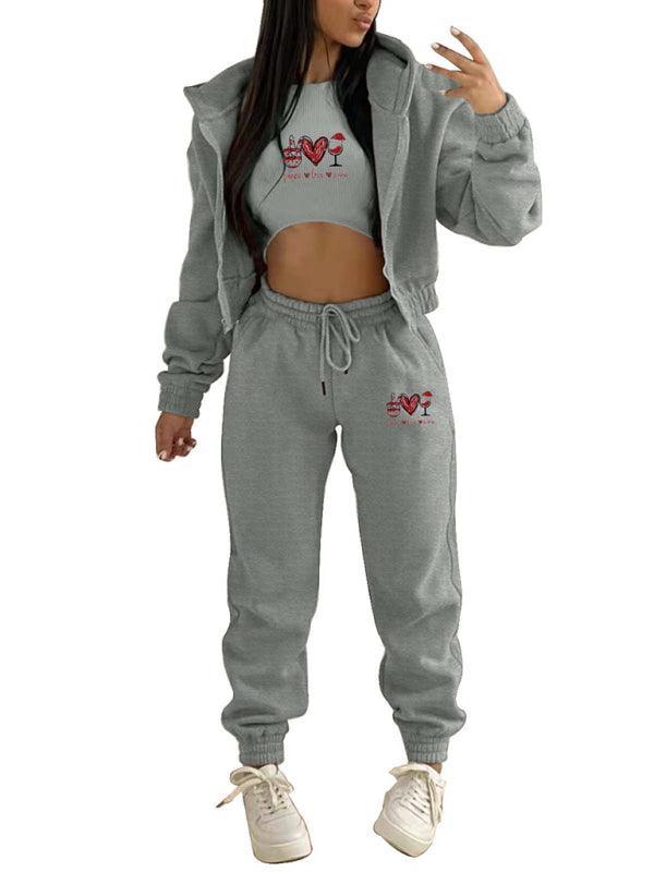 Emily Valentine's Day Christmas love wine glass printed Three pieces sets - Vestir en Moda