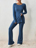 Olivia Women's casual slim side slit knitted Two Pieces Sets - Vestir en Moda
