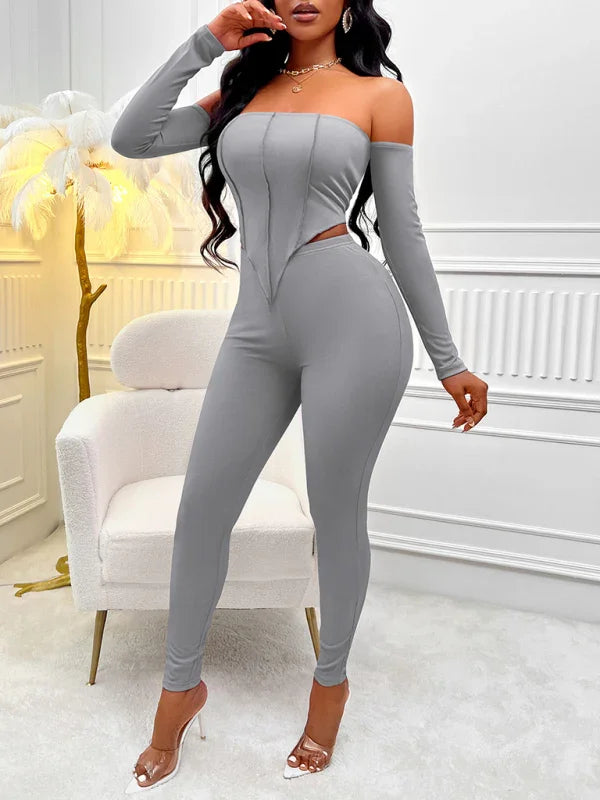 Olivia Solid color border long Two pieces sets