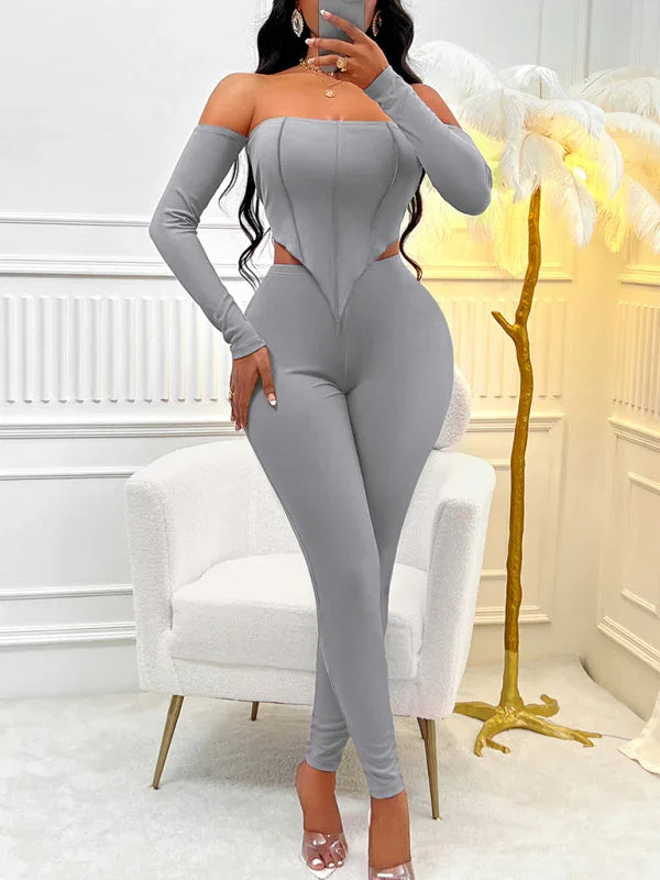 Olivia Solid color border long Two pieces sets