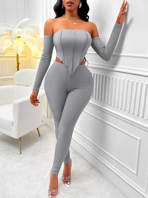 Olivia Solid color border long Two pieces sets