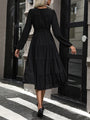 Amelia Temperament V Neck Black Long Sleeved Dress