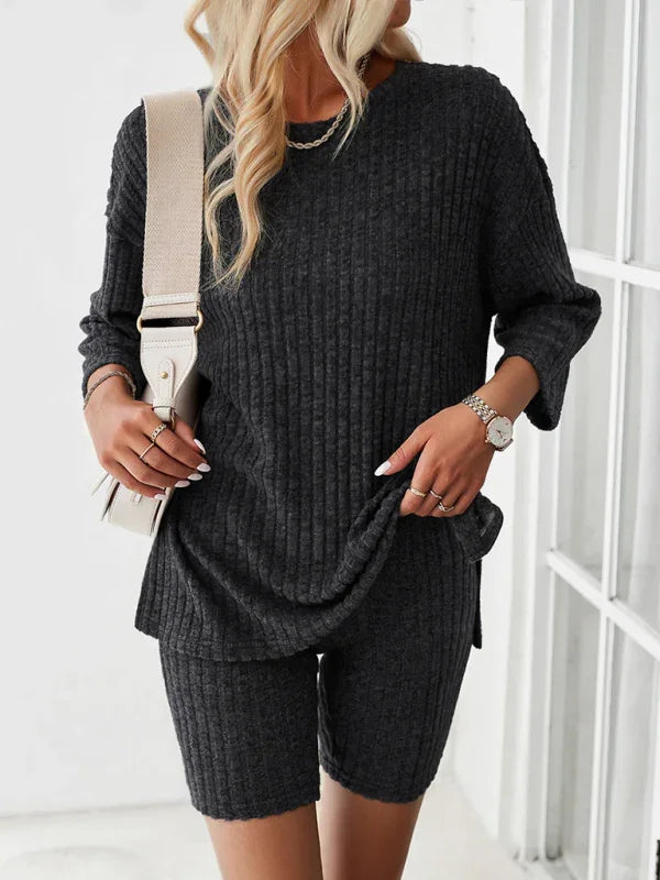 Emily Women's new style elegant, fashionable and casual round Two pieces sets