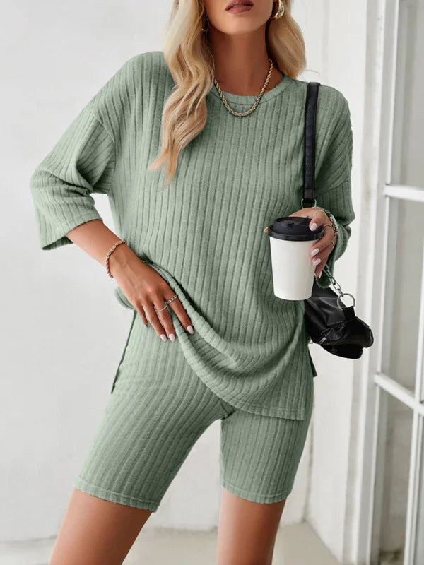 Emily Women's new style elegant, fashionable and casual round Two pieces sets