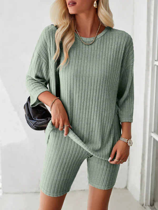 Emily Women's new style elegant, fashionable and casual round Two pieces sets