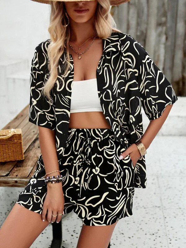 Isabella New women's casual fashion lapel Two Pieces sets