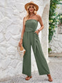 Sodelis color tube top and waist slim fit jumpsuits