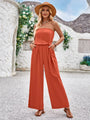 Sodelis color tube top and waist slim fit jumpsuits