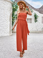 Sodelis color tube top and waist slim fit jumpsuits