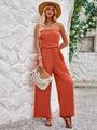 Sodelis color tube top and waist slim fit jumpsuits
