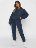 Sophia Women's New Corduroy Solid Color Round Two Pieces Sets