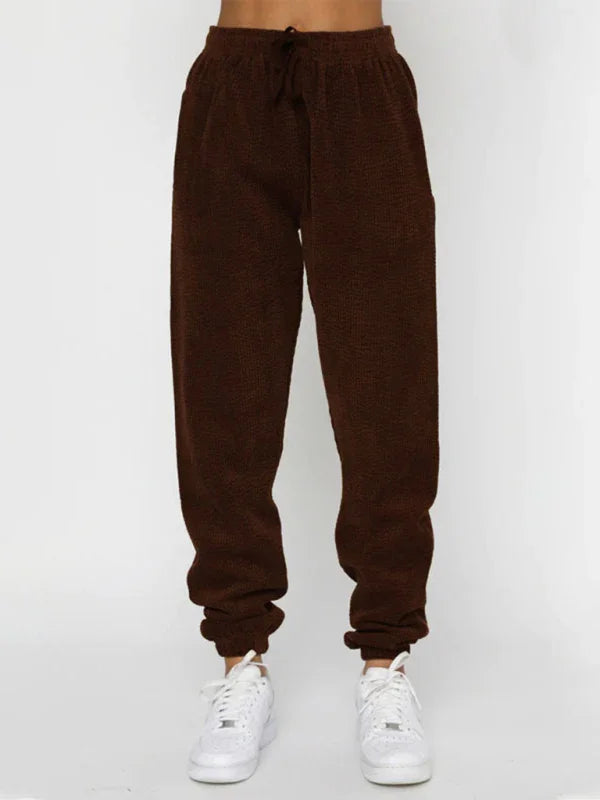 Sophia Women's New Corduroy Solid Color Round Two Pieces Sets