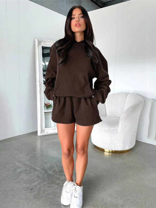 Olivia Women's new fashion loose solid color Two Pieces Sets