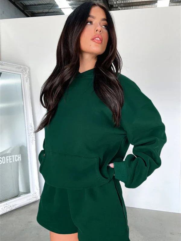 Olivia Women's new fashion loose solid color Two Pieces Sets