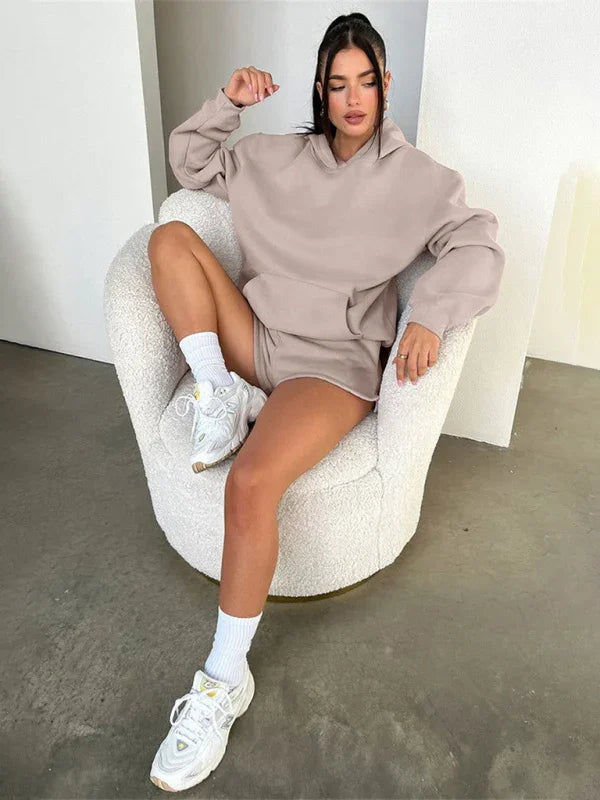 Olivia Women's new fashion loose solid color Two Pieces Sets