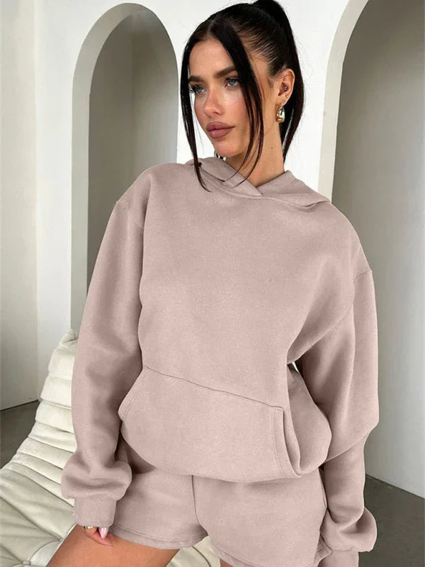 Olivia Women's new fashion loose solid color Two Pieces Sets