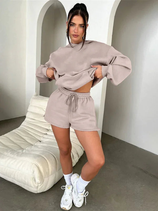 Olivia Women's new fashion loose solid color Two Pieces Sets
