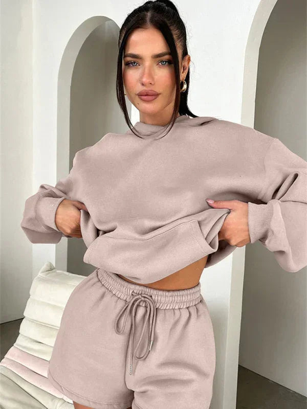Olivia Women's new fashion loose solid color Two Pieces Sets