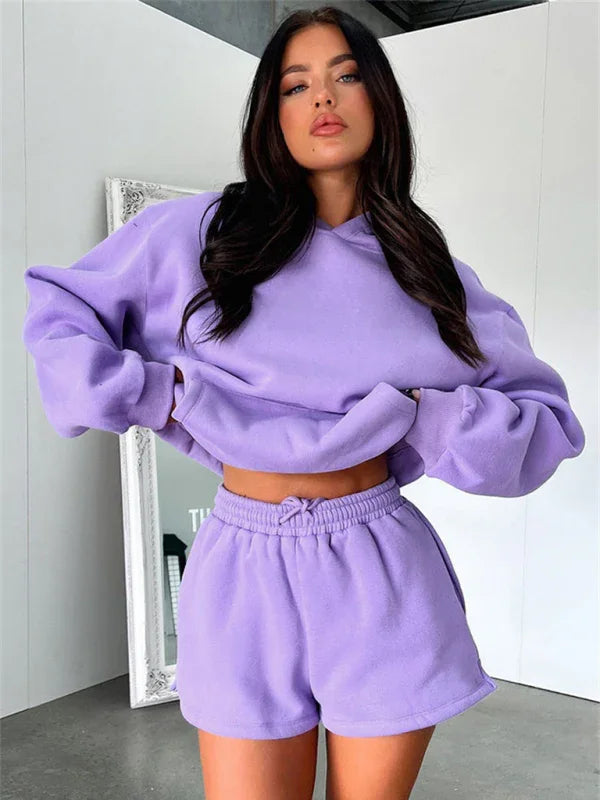 Olivia Women's new fashion loose solid color Two Pieces Sets