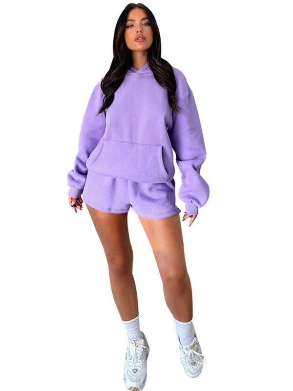 Olivia Women's new fashion loose solid color Two Pieces Sets