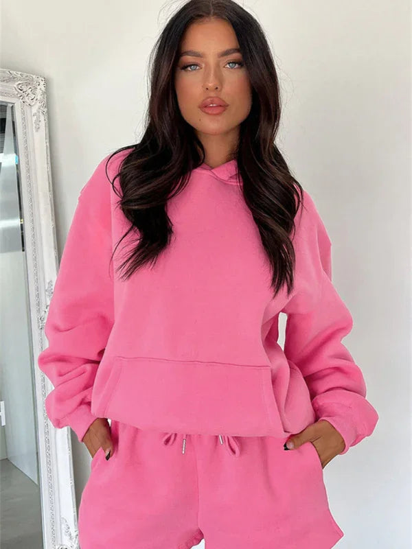 Olivia Women's new fashion loose solid color Two Pieces Sets