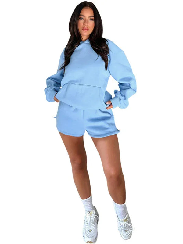 Olivia Women's new fashion loose solid color Two Pieces Sets