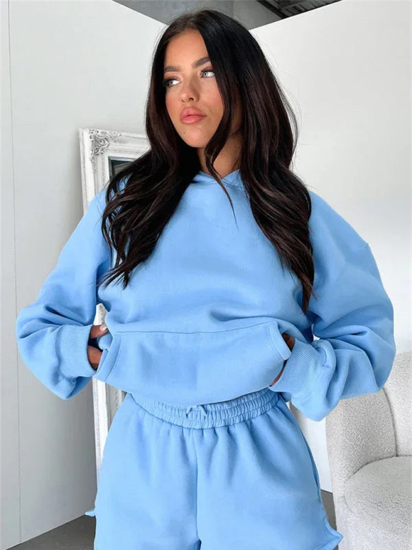 Olivia Women's new fashion loose solid color Two Pieces Sets
