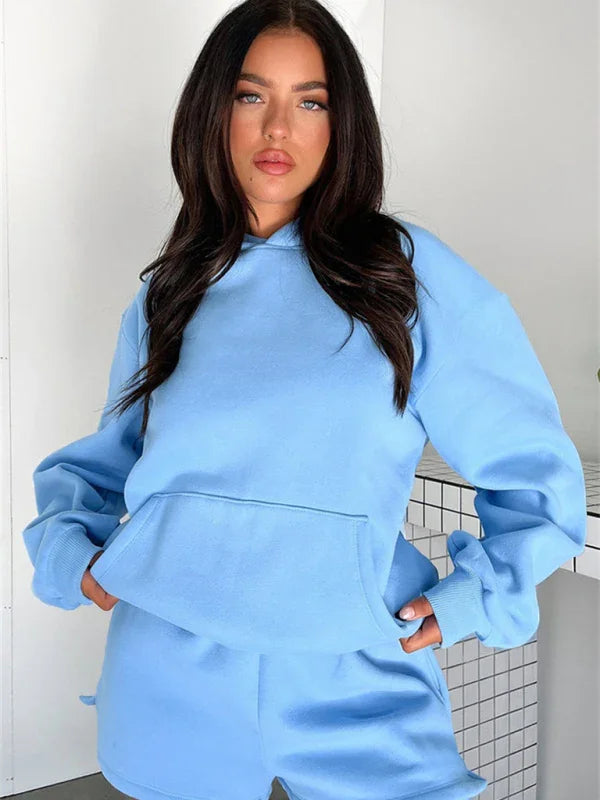 Olivia Women's new fashion loose solid color Two Pieces Sets