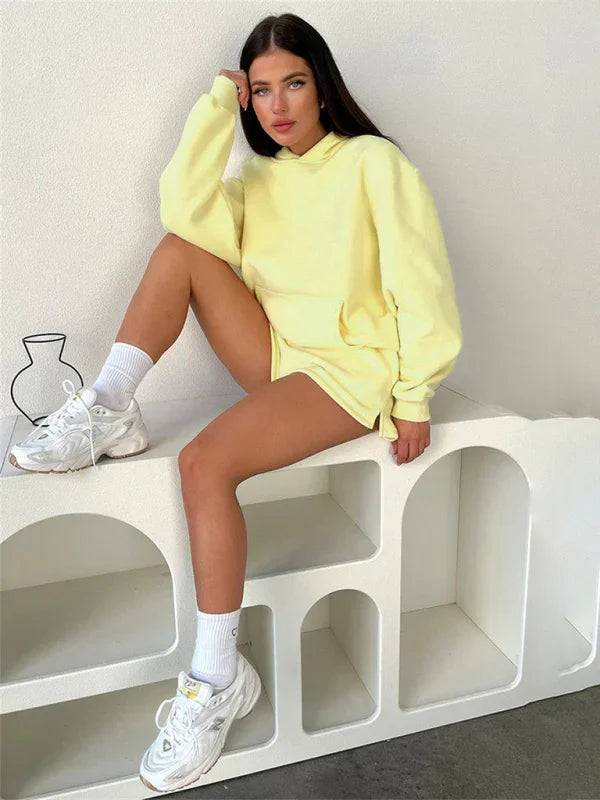 Olivia Women's new fashion loose solid color Two Pieces Sets
