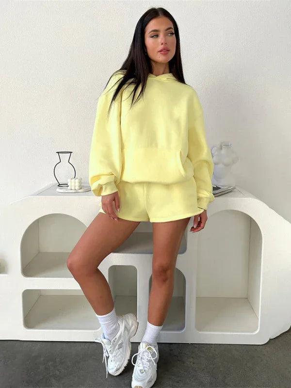 Olivia Women's new fashion loose solid color Two Pieces Sets
