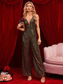 Paola Women Sleeveless Backless Sequin Slim Jumpsuits