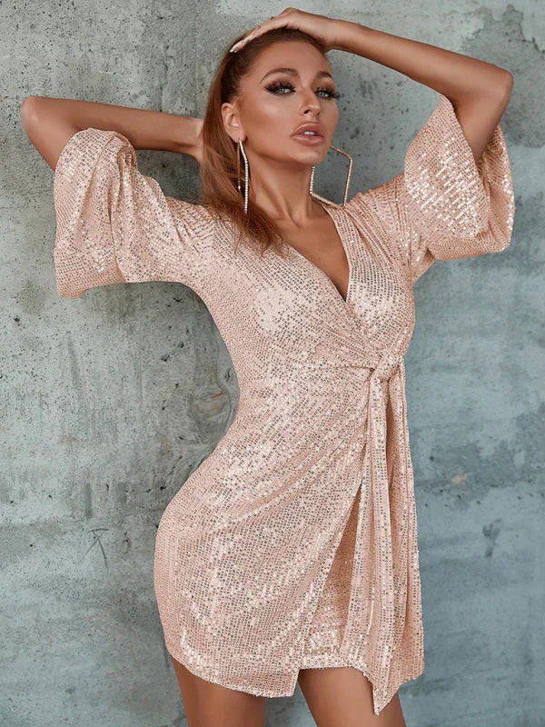 Rivka Elegant Sexy Shiny Sequined Party Mini Dress
