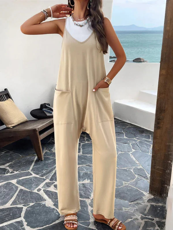Jessica Women Casual Solid Color Slim Fit Jumpsuits