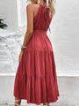 Sophia Fashionable Halter Neck Solid Color Mid Length Dress