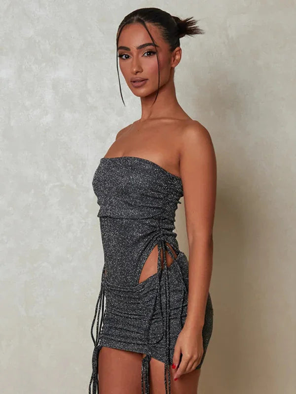 Olivia Sexy hip-hugging rawstring lace-up Two PieceS Sets