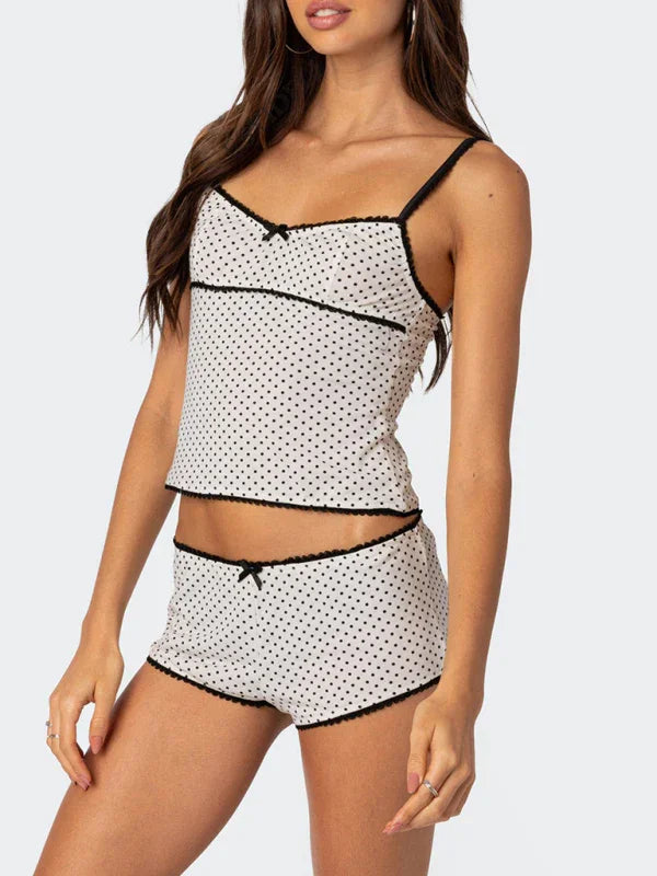 Isabella Women's new fashionable polka dot print halter Two Pieces Sets