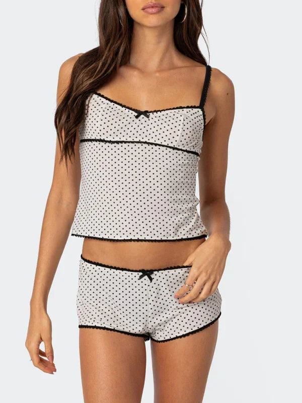 Isabella Women's new fashionable polka dot print halter Two Pieces Sets