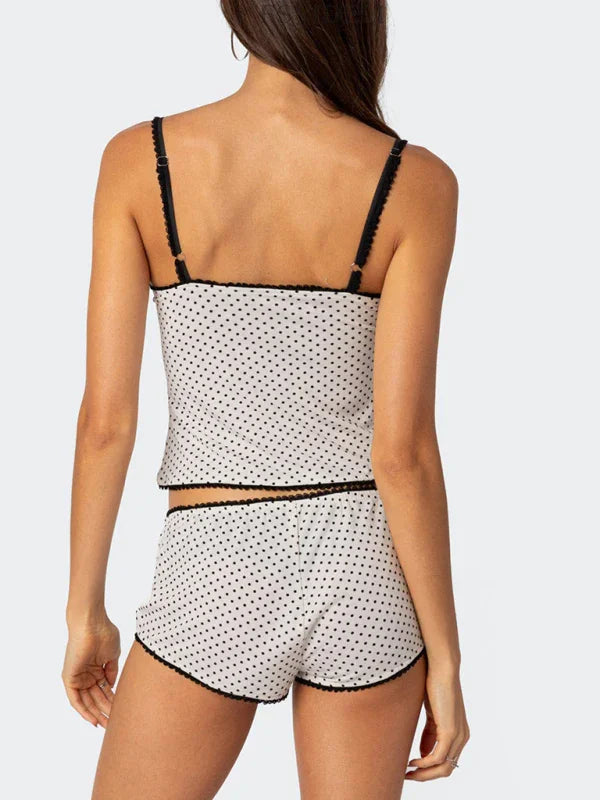 Isabella Women's new fashionable polka dot print halter Two Pieces Sets