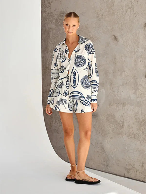 Emma Women's New Casual Premium Fruit Print Two Pieces sets