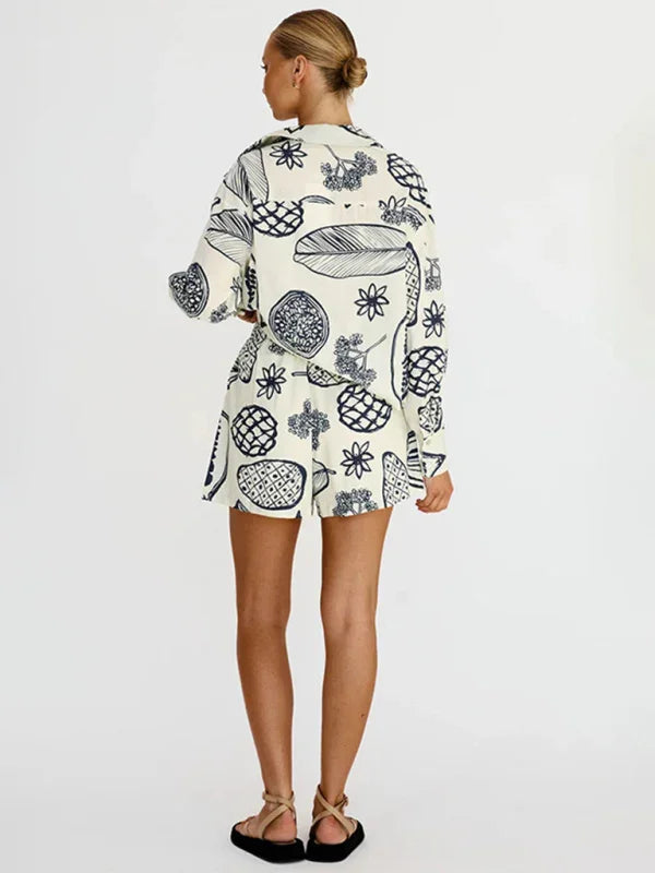 Emma Women's New Casual Premium Fruit Print Two Pieces sets