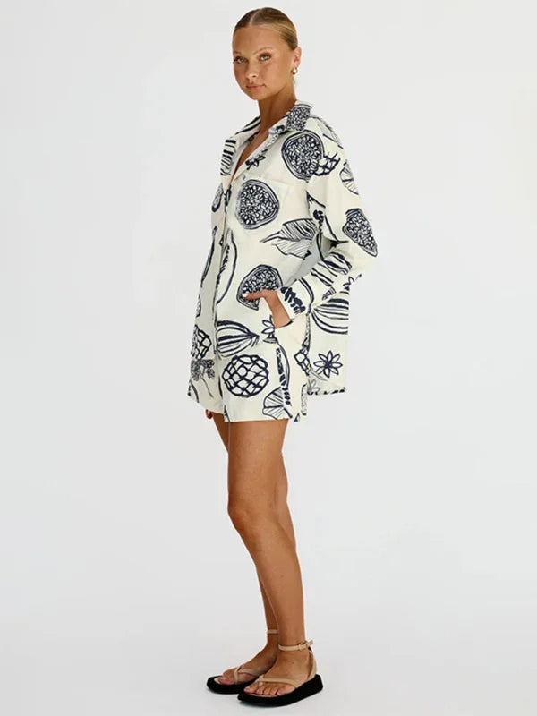 Emma Women's New Casual Premium Fruit Print Two Pieces sets