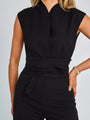 Luara strapped waist solid color V-neck sleeveless wide-leg jumpsuits