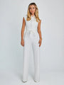 Luara strapped waist solid color V-neck sleeveless wide-leg jumpsuits