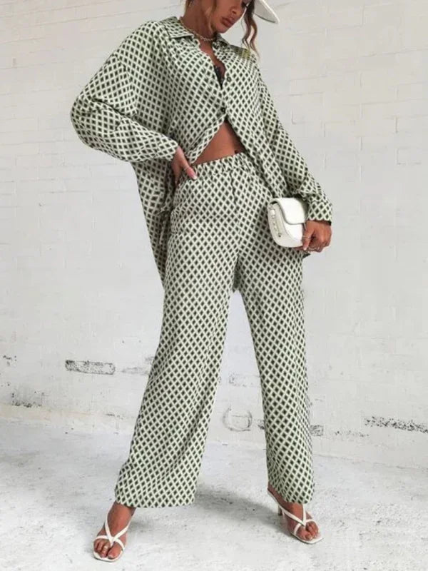 Ava Women's printed long sleeved off Two Pieces Sets