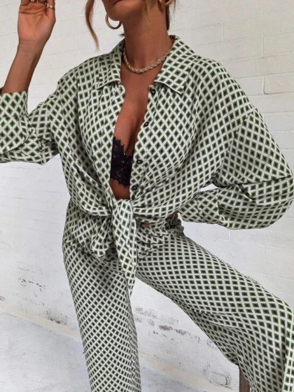 Ava Women's printed long sleeved off Two Pieces Sets